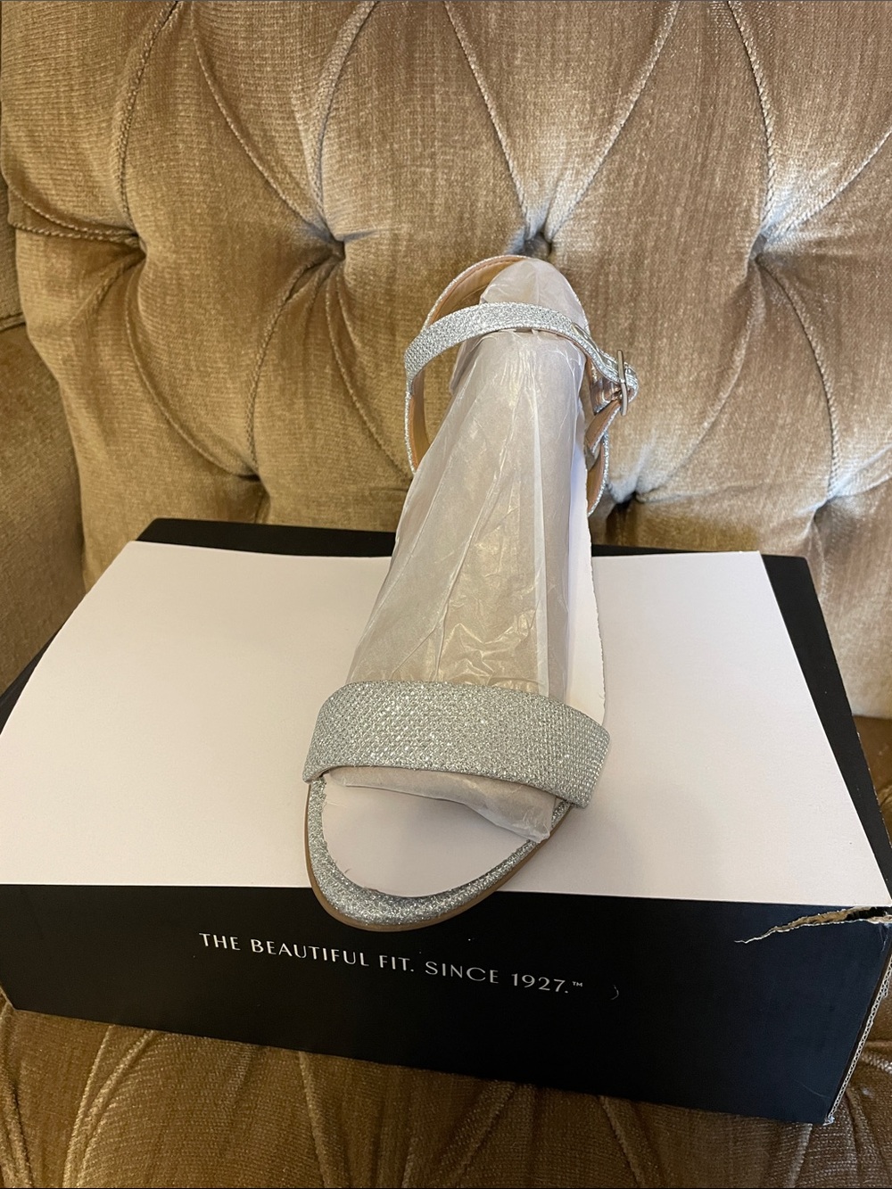 Naturalizer Silver Sparkle Open-Toe Sandal